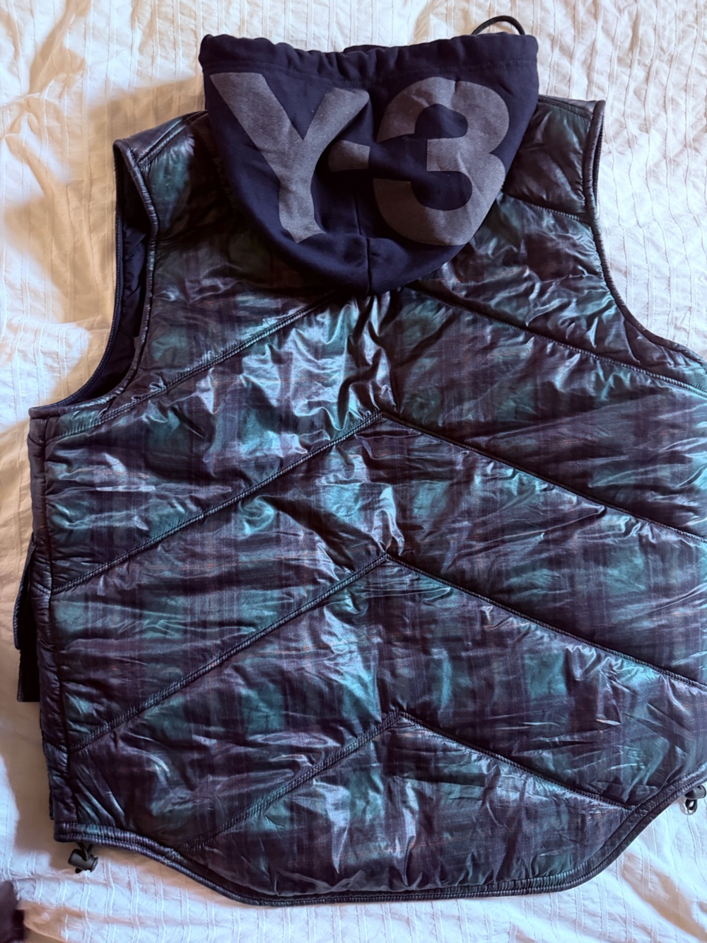 Adidas Yohji Yamamoto Y-3 Navy / Green Quilted Puffer… - Gem